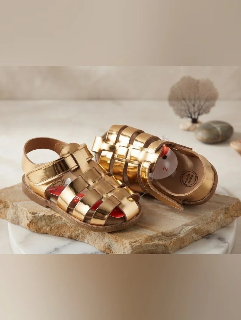 wonder nation Metallic Gold Closed-Toe Fisherman Sandals